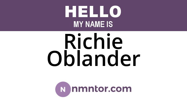 Richie Oblander