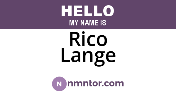 Rico Lange
