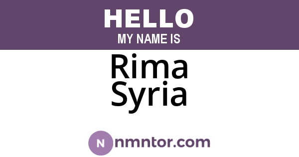 Rima Syria