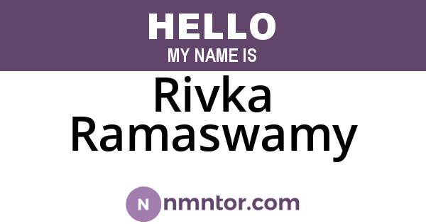 Rivka Ramaswamy