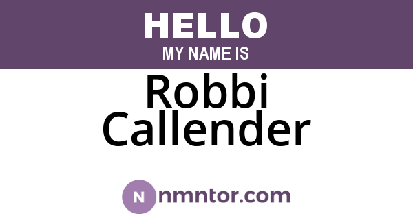Robbi Callender
