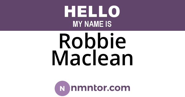 Robbie Maclean