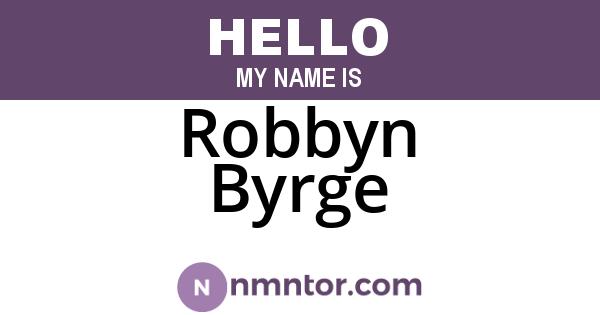 Robbyn Byrge