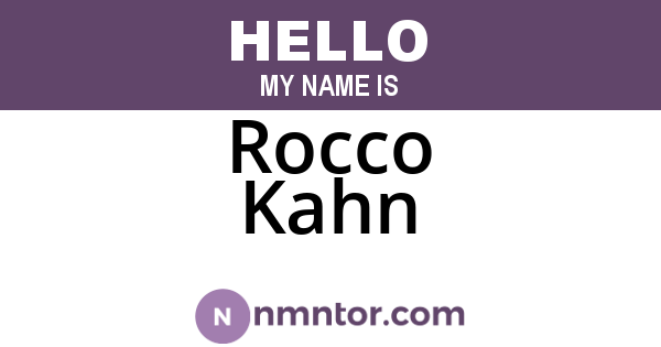 Rocco Kahn