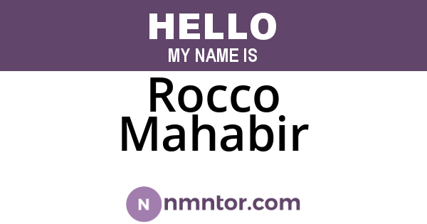 Rocco Mahabir
