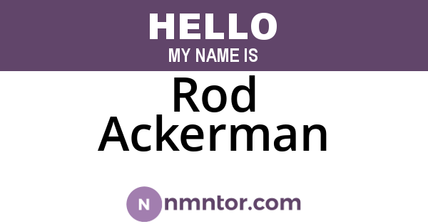 Rod Ackerman