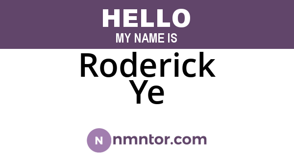 Roderick Ye