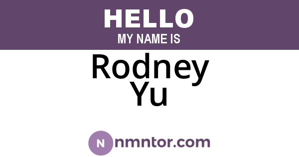 Rodney Yu