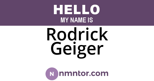 Rodrick Geiger