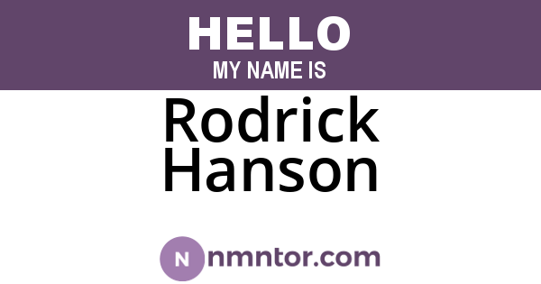 Rodrick Hanson