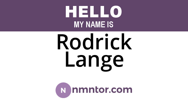 Rodrick Lange
