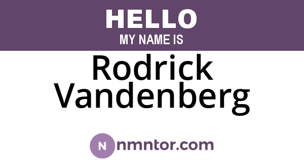 Rodrick Vandenberg