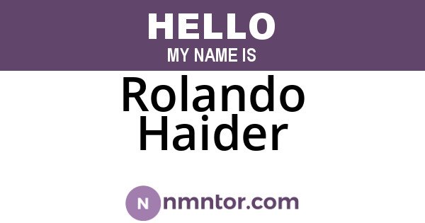 Rolando Haider