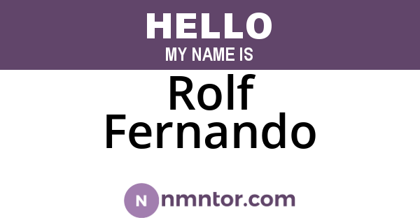 Rolf Fernando