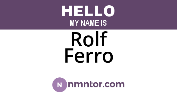 Rolf Ferro