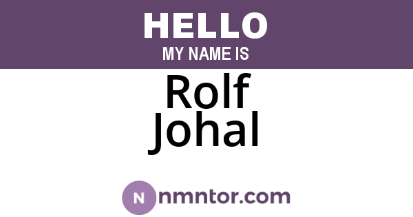 Rolf Johal