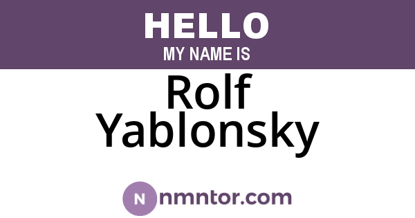 Rolf Yablonsky