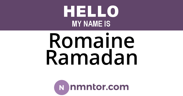 Romaine Ramadan