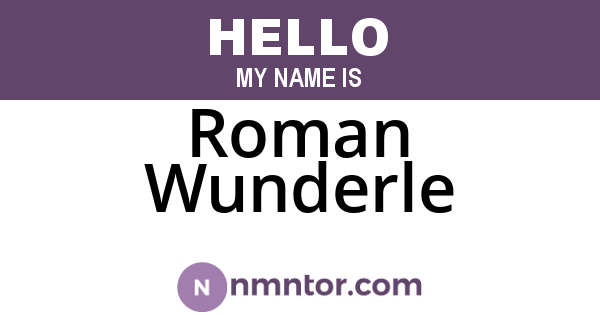 Roman Wunderle