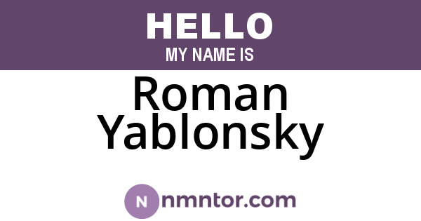 Roman Yablonsky
