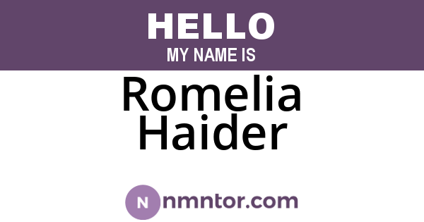 Romelia Haider