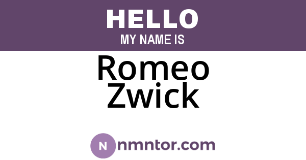 Romeo Zwick