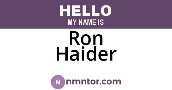Ron Haider