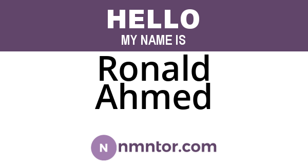 Ronald Ahmed