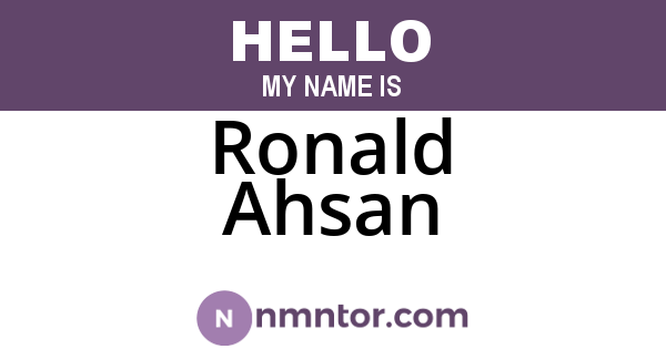Ronald Ahsan