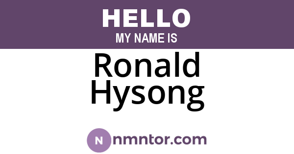 Ronald Hysong