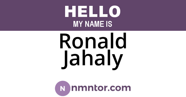 Ronald Jahaly