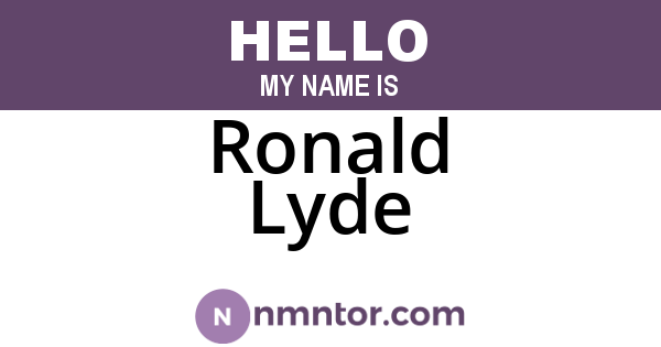 Ronald Lyde