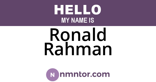 Ronald Rahman