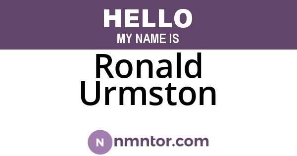 Ronald Urmston