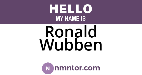 Ronald Wubben