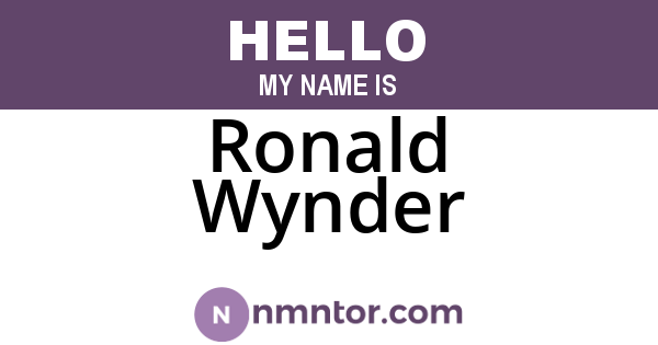 Ronald Wynder