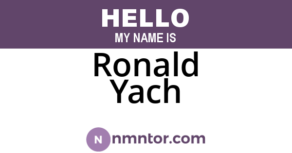 Ronald Yach