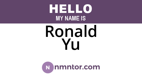 Ronald Yu