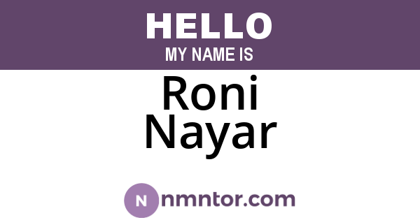 Roni Nayar