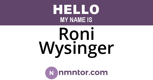 Roni Wysinger