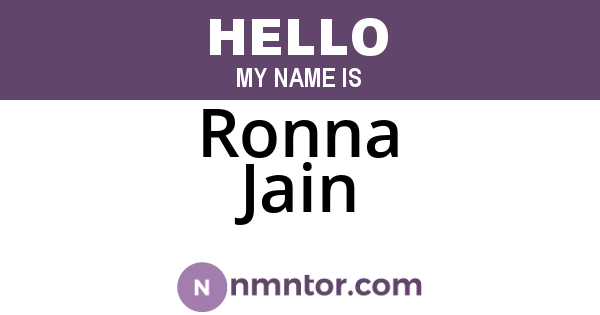 Ronna Jain