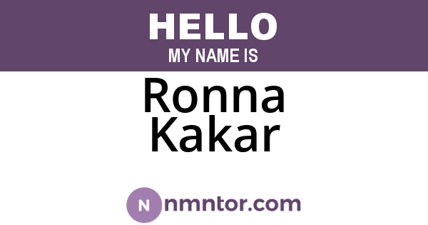 Ronna Kakar