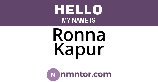Ronna Kapur