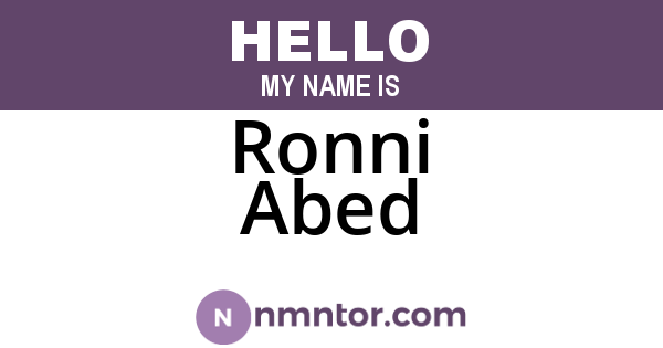 Ronni Abed