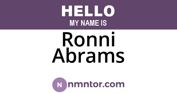 Ronni Abrams