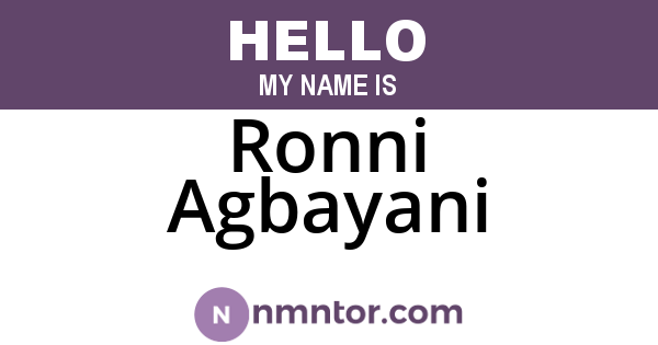 Ronni Agbayani