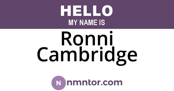 Ronni Cambridge