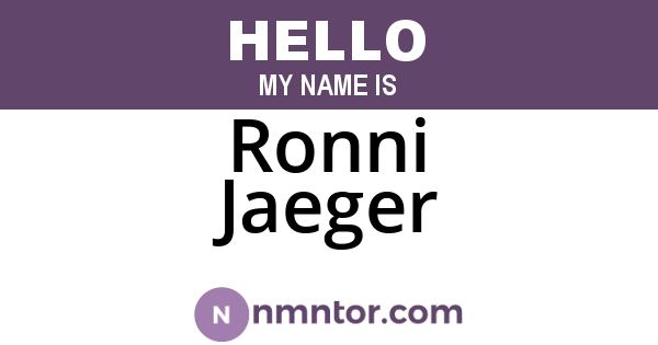 Ronni Jaeger