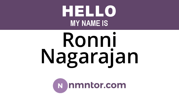 Ronni Nagarajan