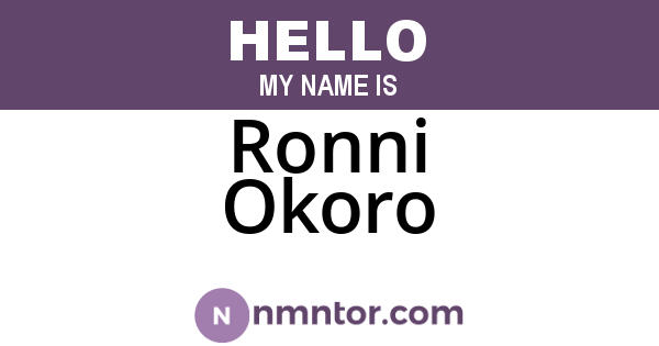 Ronni Okoro